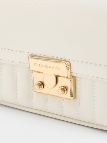 حقيبة ميني دونا بتصميم مجعد, كريم, hi-res