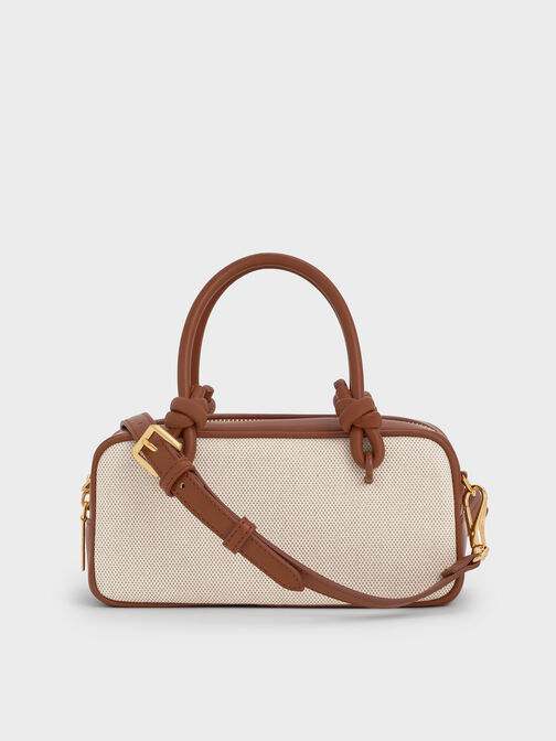 Sammie Canvas Knotted-Handle Elongated Bag, Taupe Canvas, hi-res