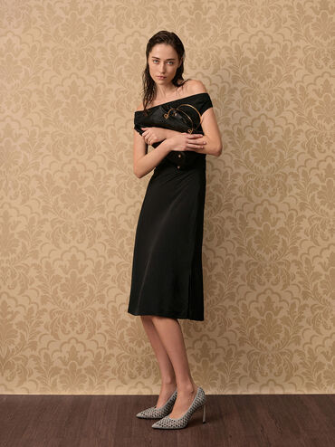 Studded Cut-Out Pointed-Toe Pumps, Light Grey, hi-res