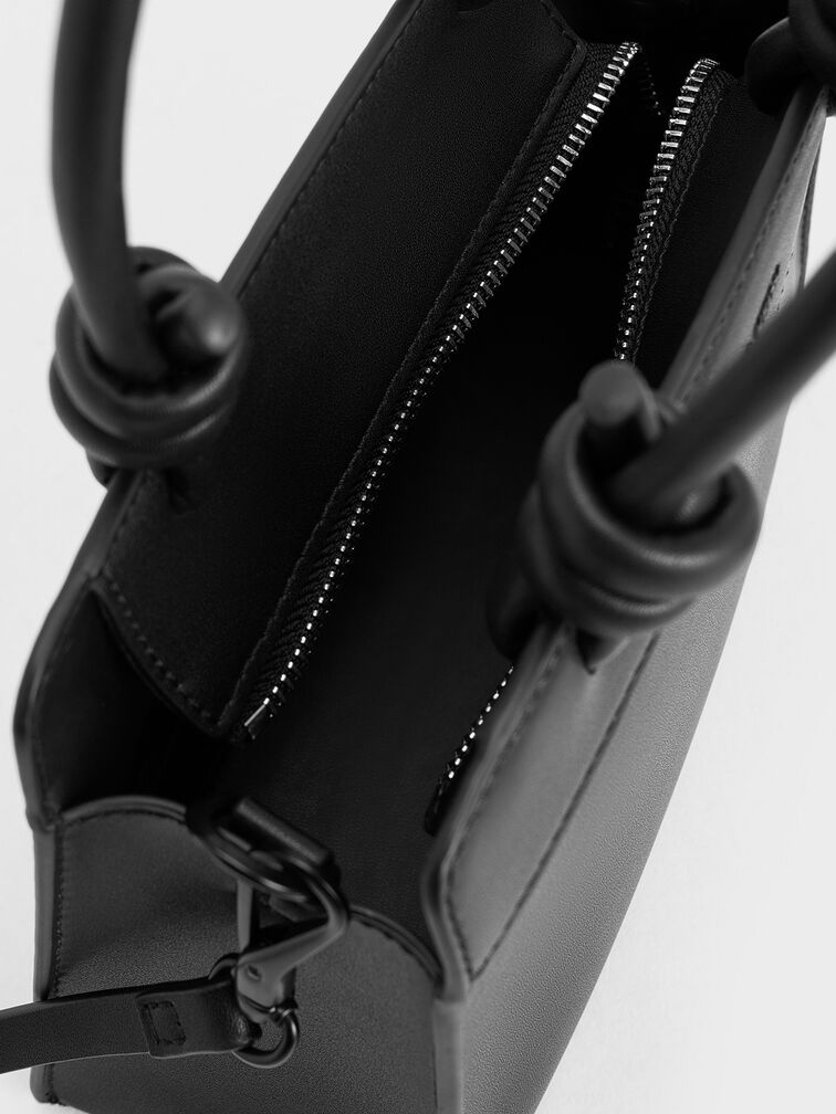 Sabine Knotted-Handle Trapeze Tote Bag, Jet Black, hi-res