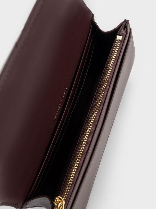 Paffuto Quilted Chain-Handle Long Wallet, Dark Chocolate, hi-res