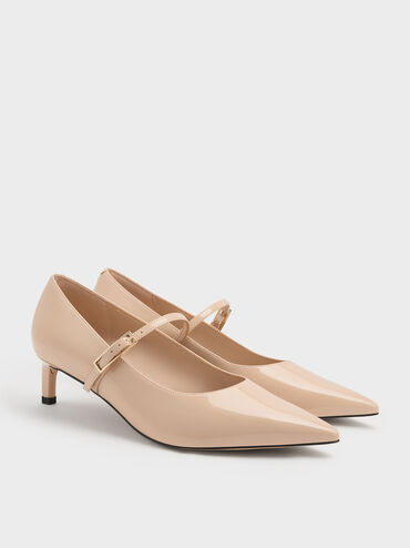 Luciana Patent Mary Jane Pumps, Nude, hi-res