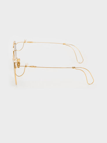 Wire Frame Butterfly Sunglasses, Gold, hi-res
