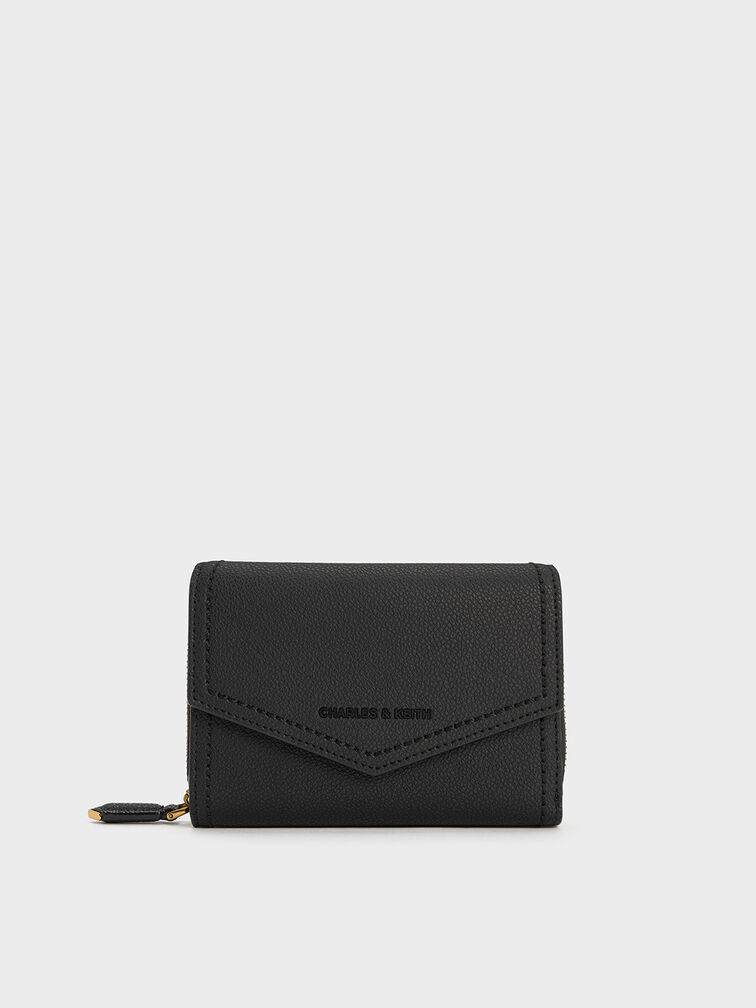 Stitch Trim Envelope Wallet, Black, hi-res