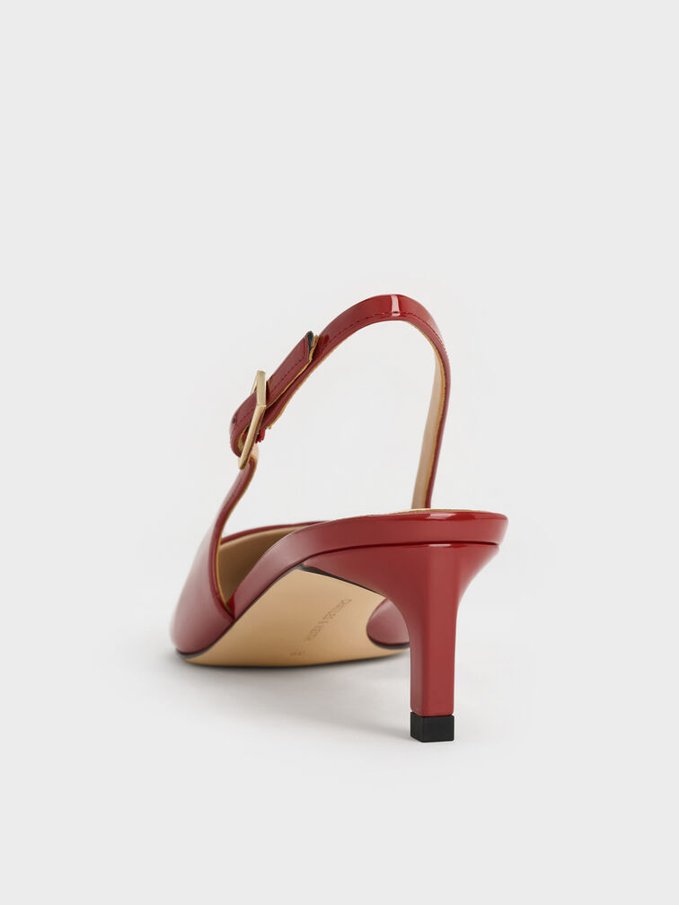 Luciana Patent Slingback Kitten Heels, Red, hi-res