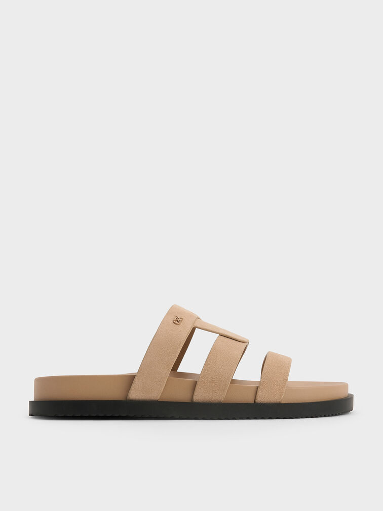 Petina Suede Flatform Sandals, Beige, hi-res