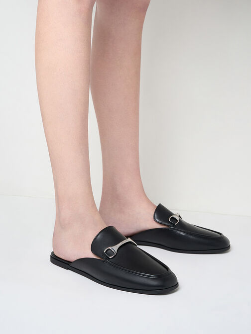 حذاء ميول ليزلي مزين بحلية معدنية, أسود, hi-res