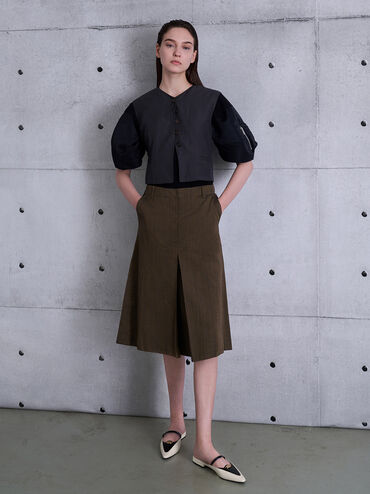 صندل ماري جين ثنائي اللون بمقدمة مدببة ولمسة معدنية, أبيض طباشيري, hi-res