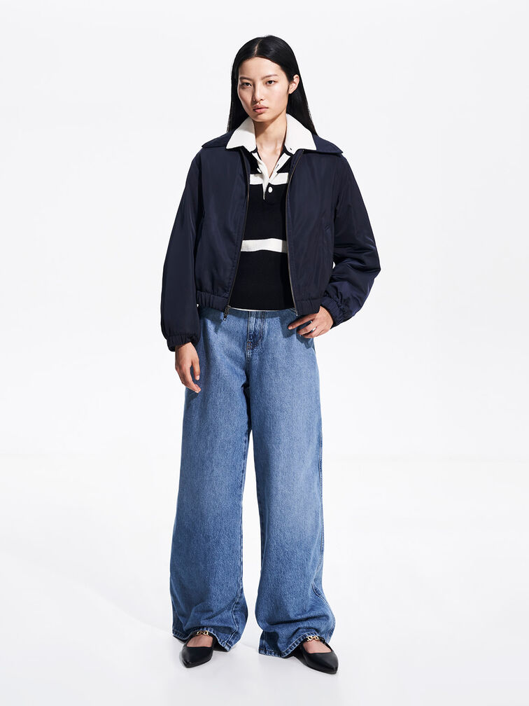 حذاء تريفينا بدون كعب مفتوح من الخلف بمقدمة مدببة ومظهر معدني, أسود, hi-res