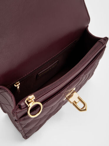 حقيبة يد مطبنة, أحمر توتي فاخر, hi-res