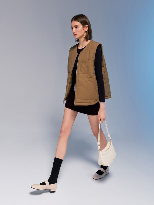 Sabine Knotted-Strap Curved Shoulder Bag, Cream, hi-res