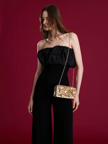 محفظة بسلسلة بافوتو مزينة بالترتر, ذهبي, hi-res