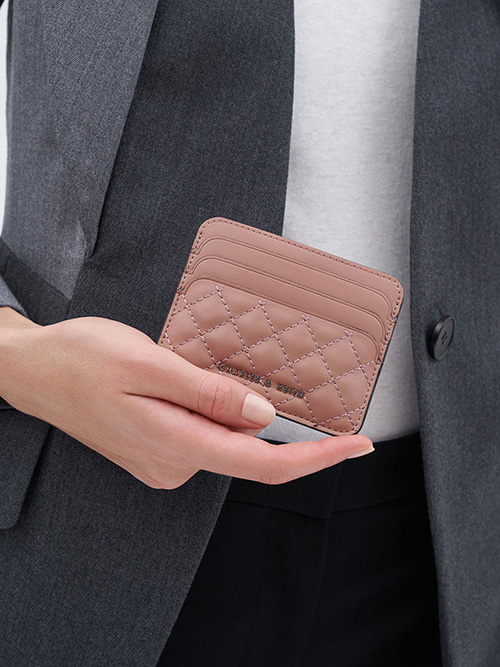 Cleo Quilted Card Holder, Blush