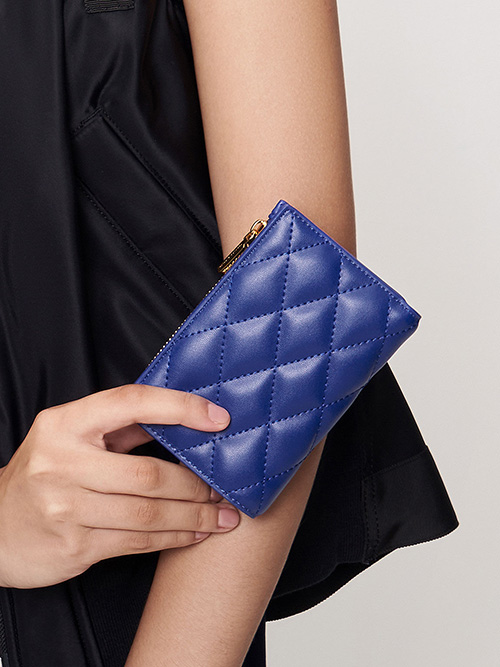 Lillie Quilted Mini Wallet - Cobalt