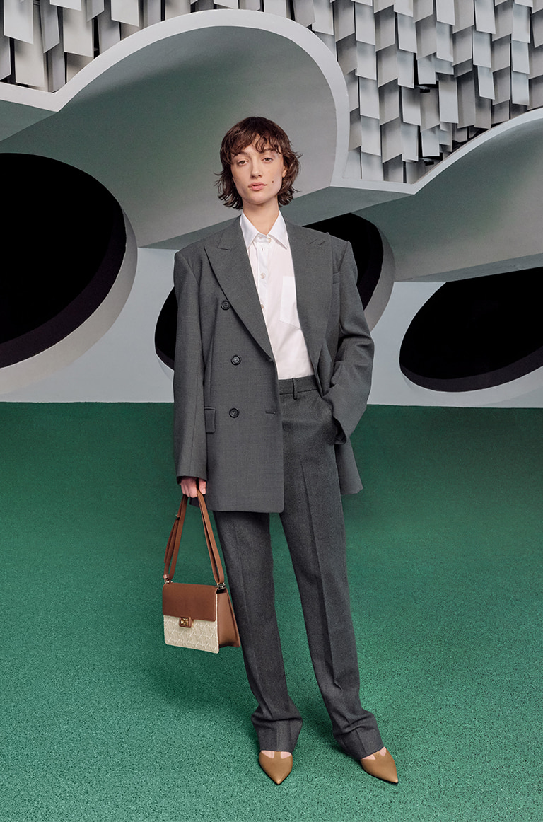 Women’s Leather & Canvas Two-Tone Shoulder Bag in cognac and Leather Buckled T-Bar Pumps in taupe - CHARLES & KEITH