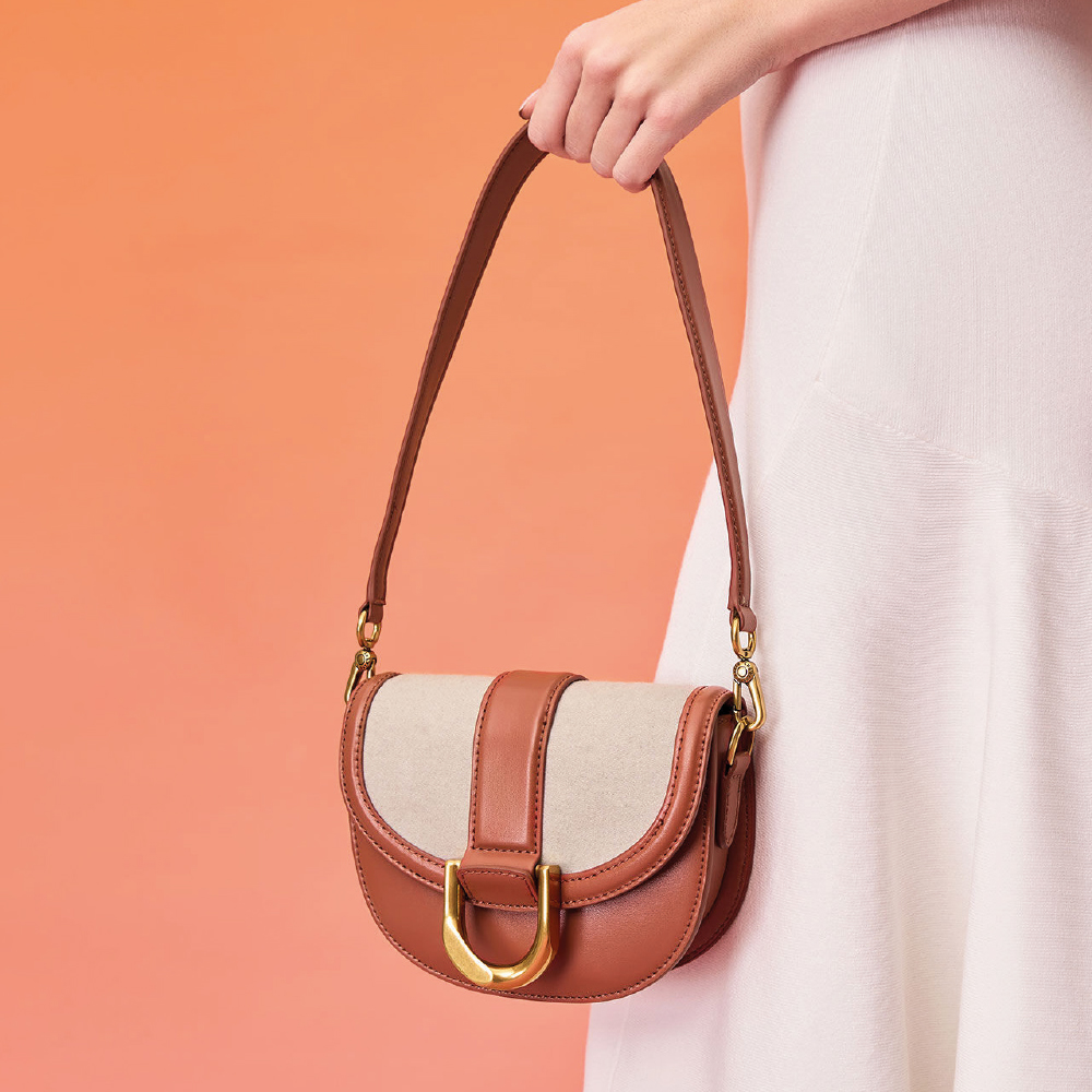 Women's brick mini Gabine two-tone saddle bag - CHARLES & KEITH SA​