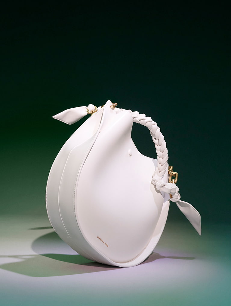 Cleona Braided Handle Bag in white - CHARLES & KEITH