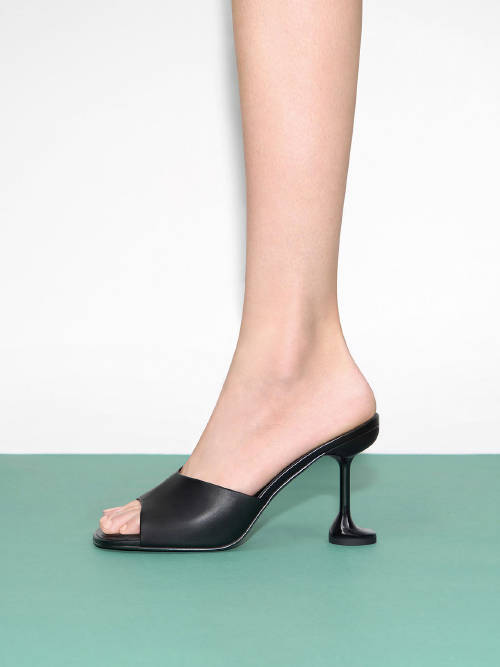 Celestine Sculptural Heel Mules, Black
