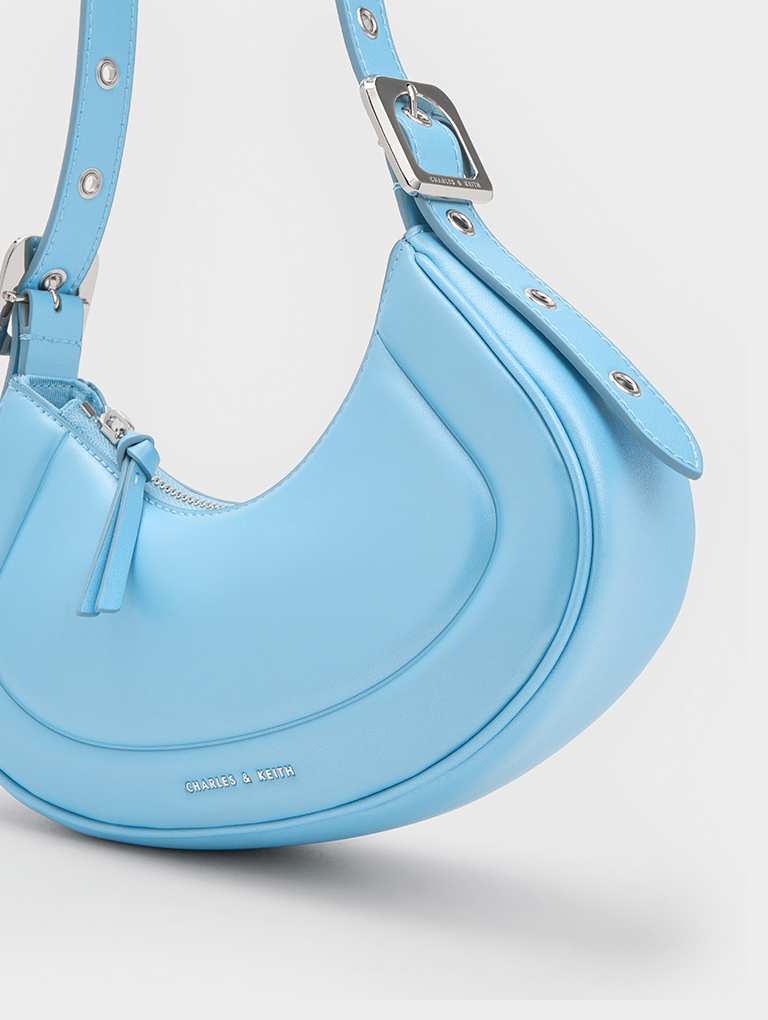 Women’s Petra curved shoulder bag in blue - CHARLES & KEITH
