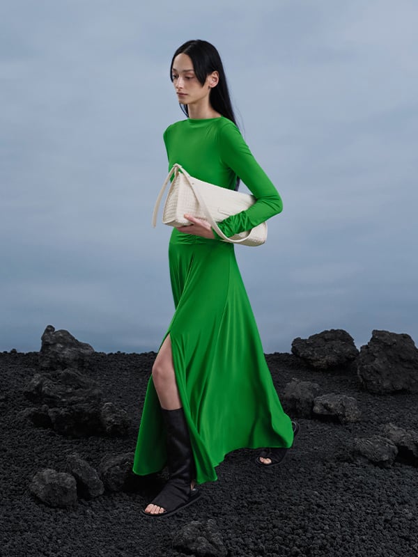 Frosted White Textured Elongated Shoulder Bag - CHARLES & KEITH