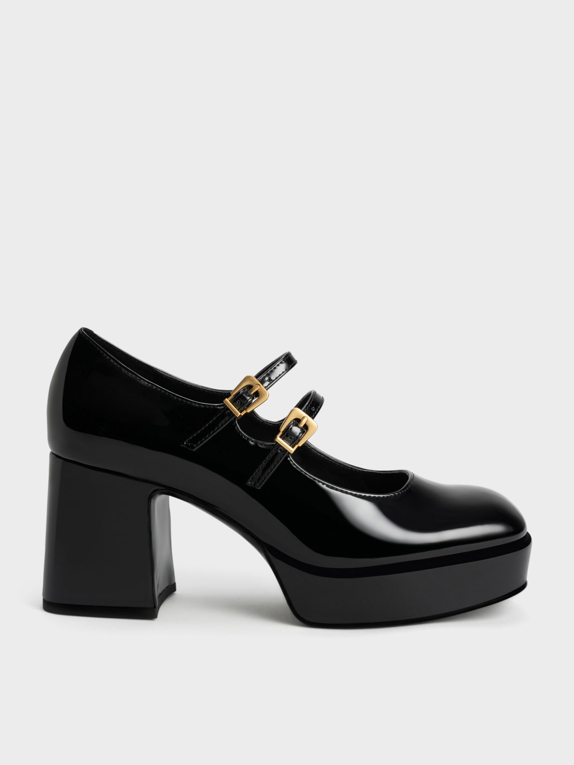 Black Jaylin Patent Block Heel Mary Janes - Black - CHARLES & KEITH SA