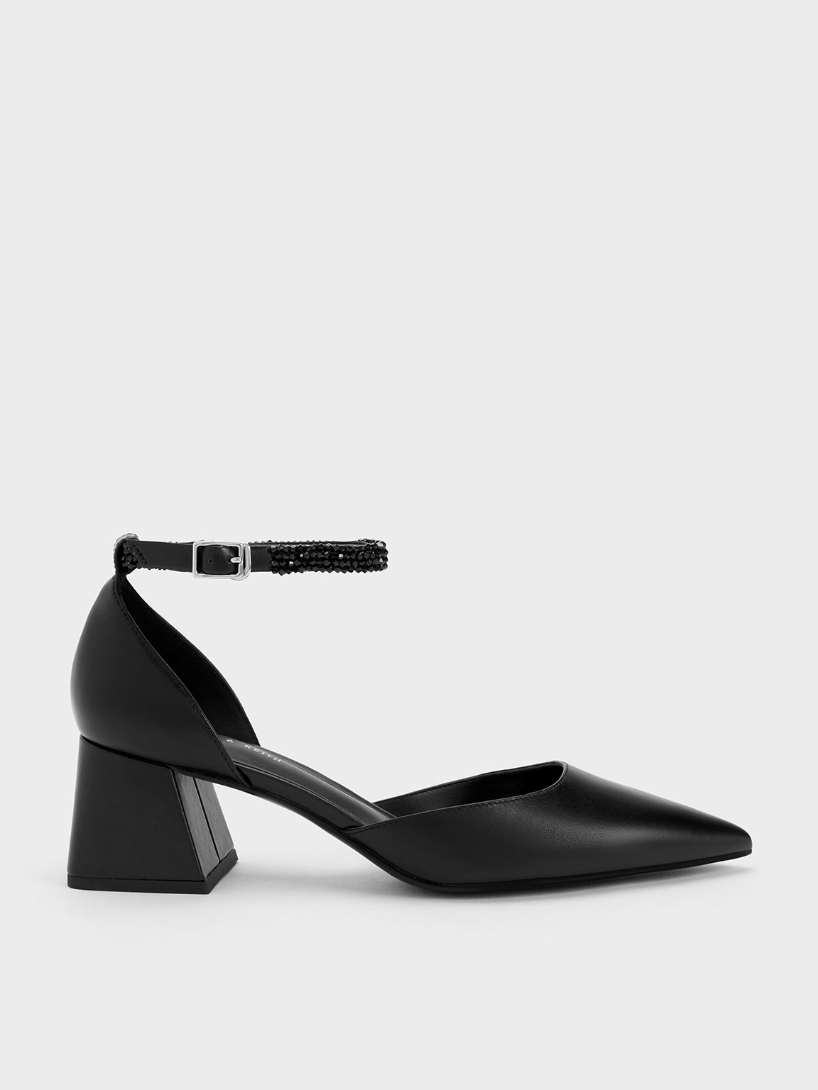 Black Beaded Ankle Strap D Orsay Pumps CHARLES KEITH SA