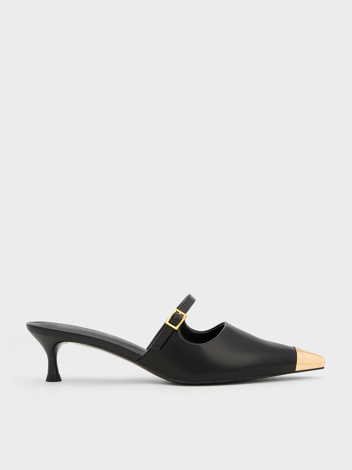 Black Metallic Cap Heeled Mules CHARLES & KEITH SA