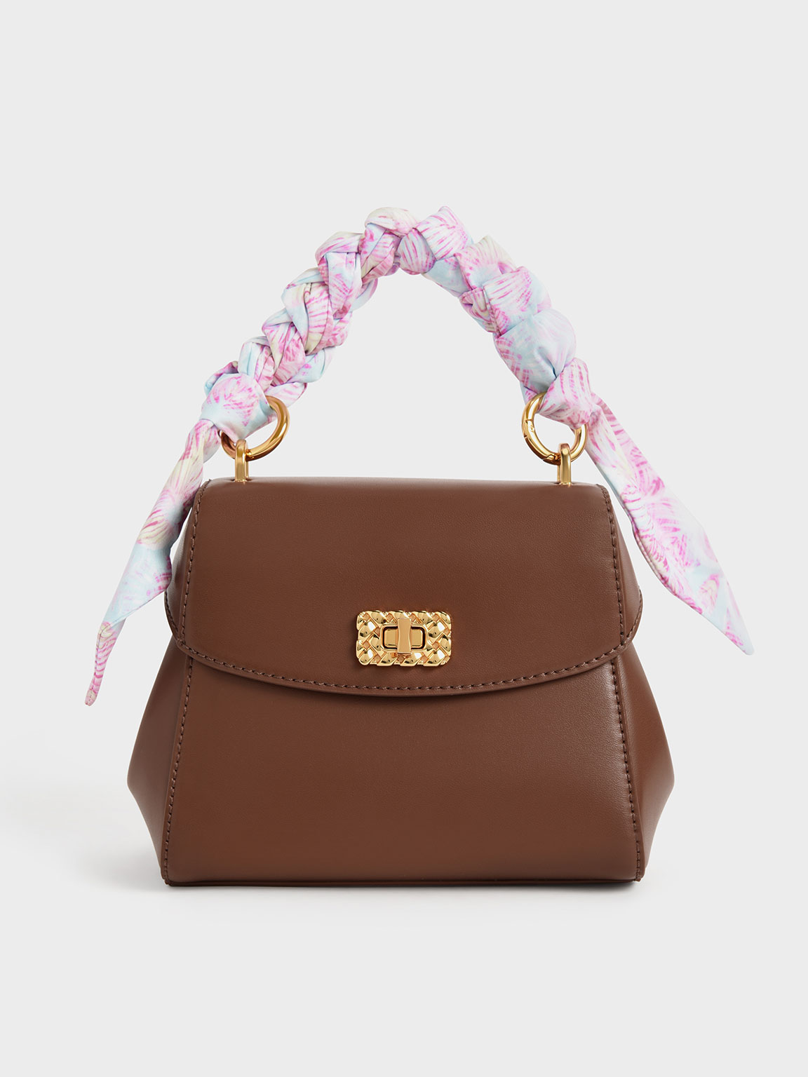 Chocolate Ulani ScarfWrapped Top Handle Bag CHARLES & KEITH SA