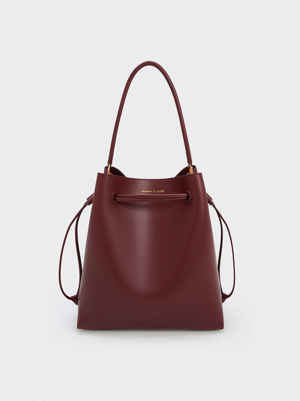 Burgundy Drawstring Hobo Bag CHARLES KEITH SA