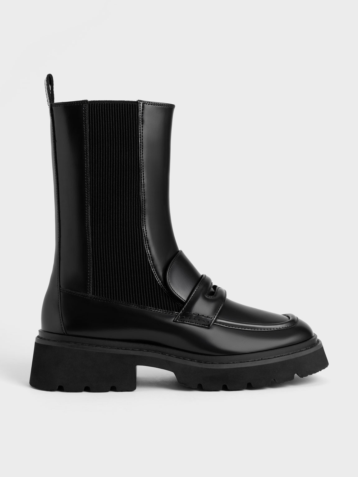 Black Penny Loafer Chelsea Boots - CHARLES & KEITH SA