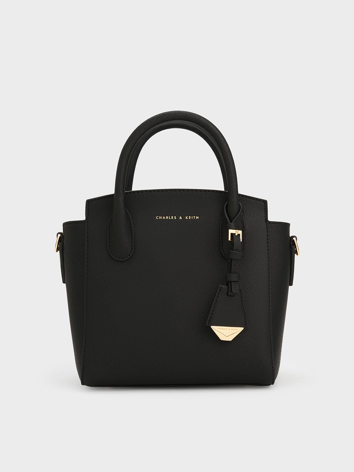 Black Harper Structured Top Handle Bag - Black - CHARLES & KEITH SA