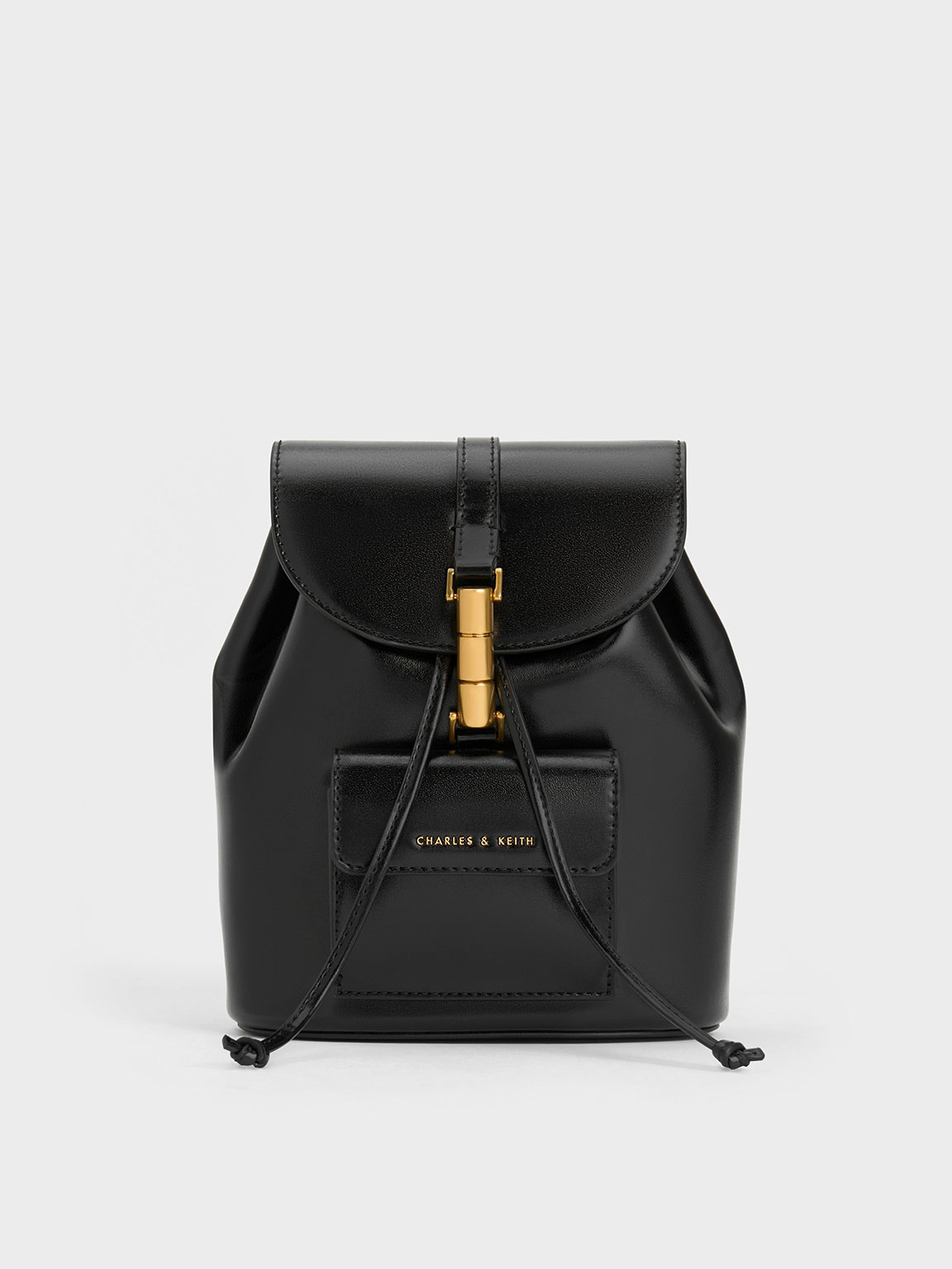 Black Cesia Metallic Accent Backpack CHARLES KEITH SA