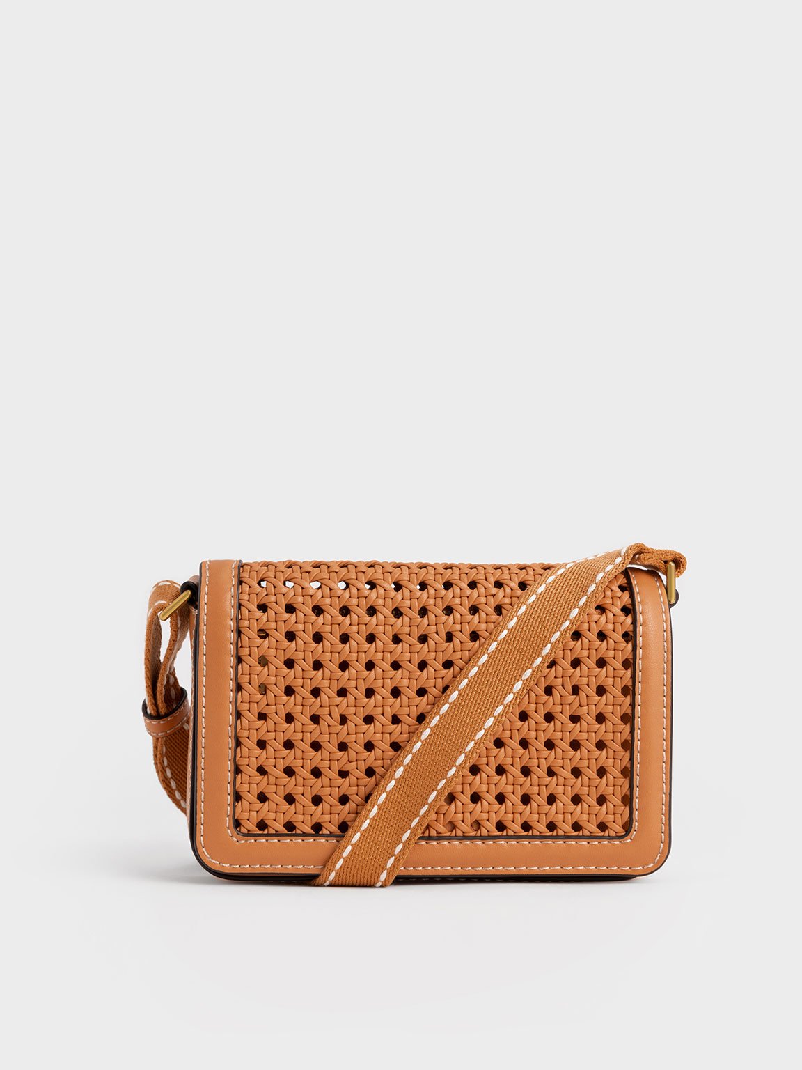 Pumpkin Cecily Woven Shoulder Bag - CHARLES & KEITH SA