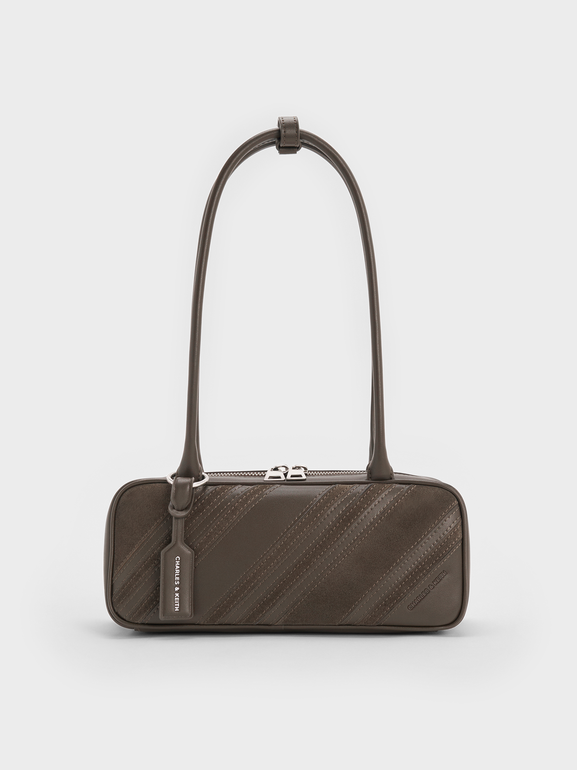 Dark Moss Zeya Striped Shoulder Bag - Dark Moss - CHARLES & KEITH SA