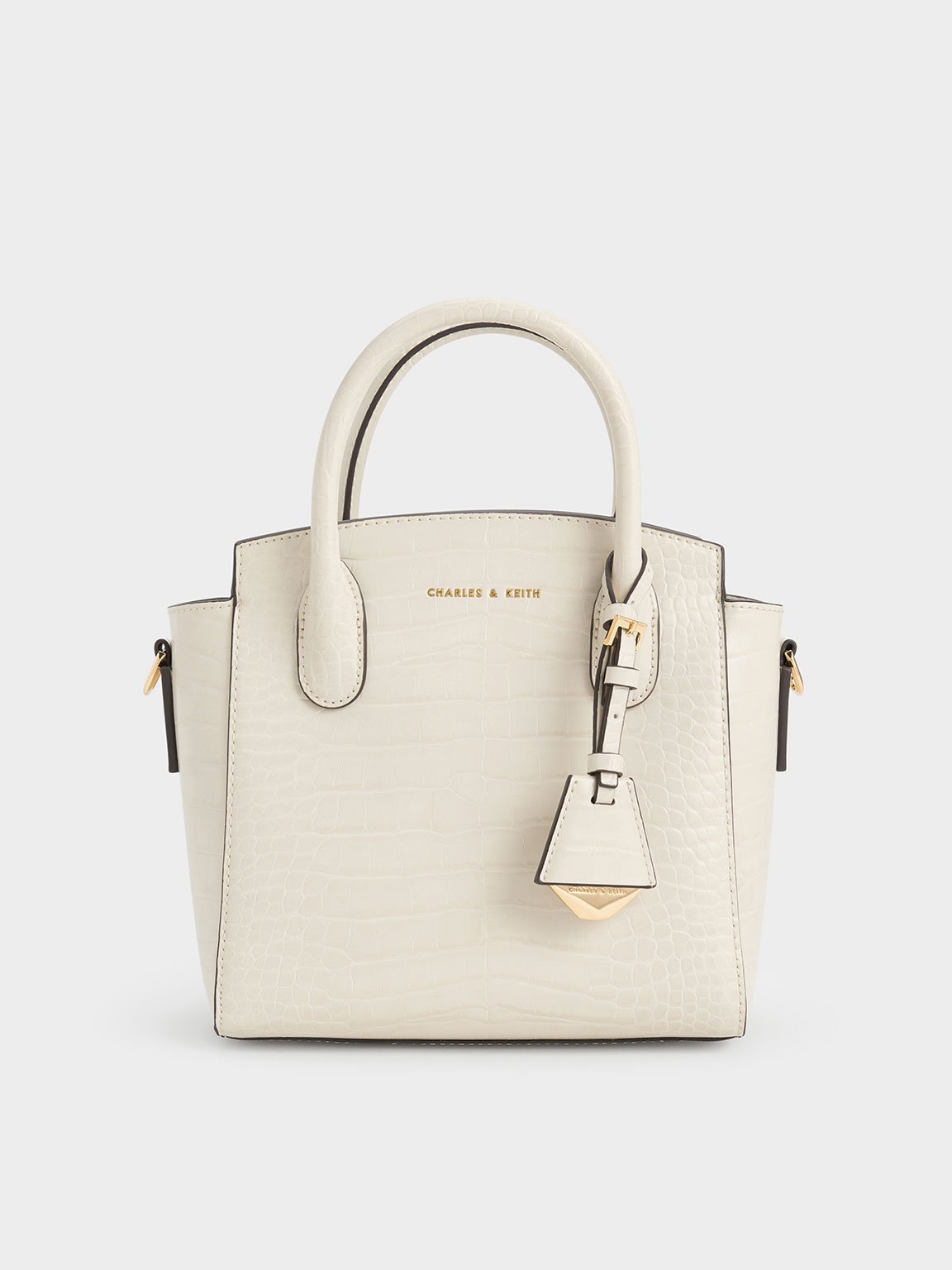 Ivory Harper Croc-Effect Structured Top Handle Bag - CHARLES