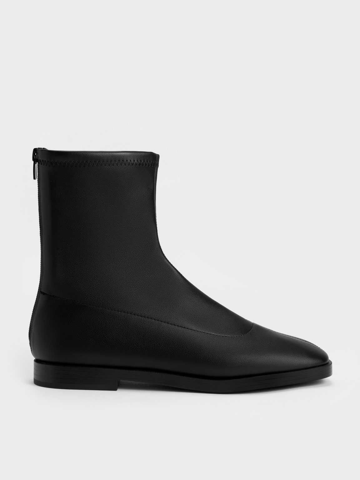 Black Zip-Up Ankle Boots - CHARLES & KEITH SA