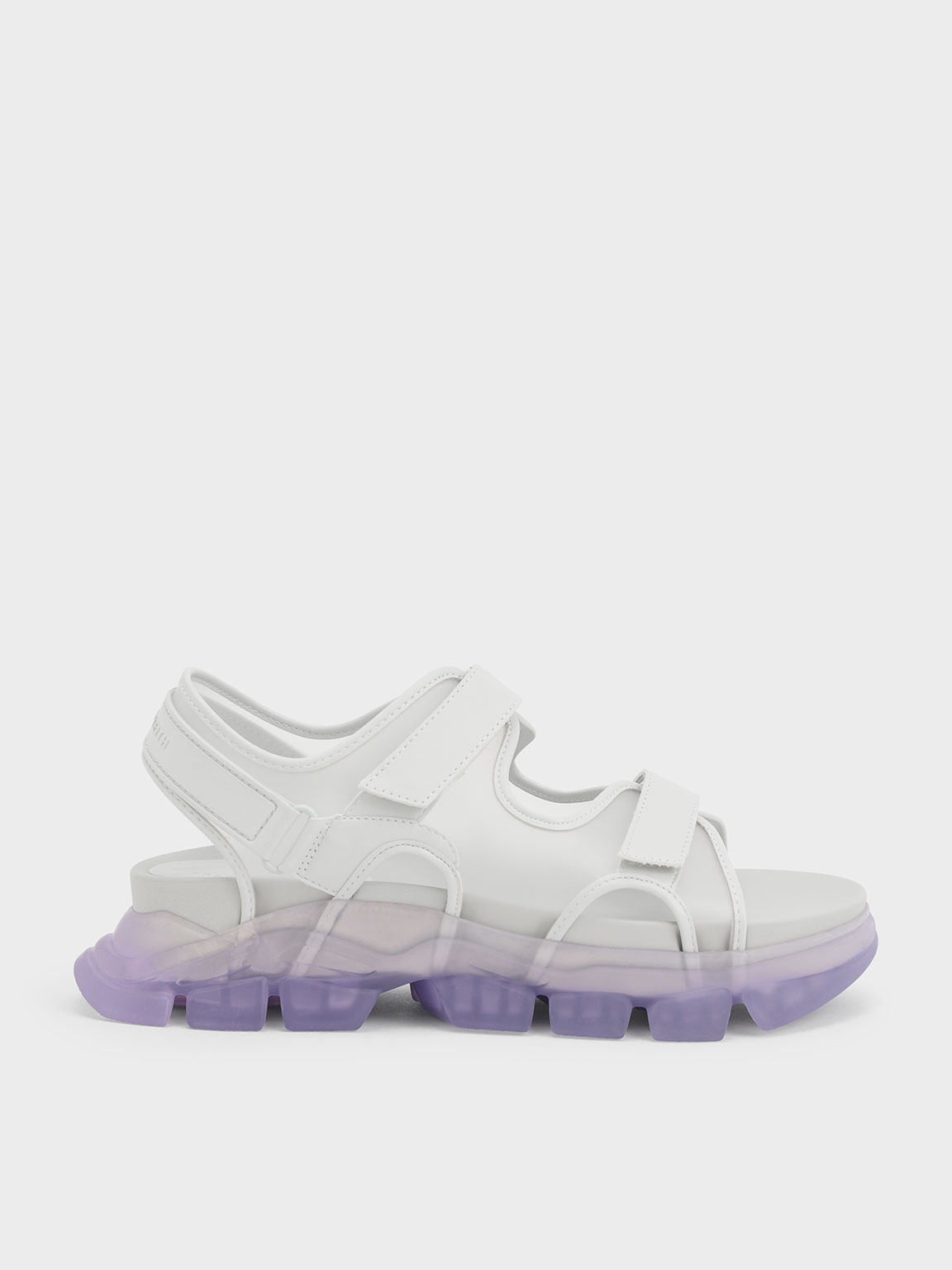 Purple Coloured Translucent-Sole Chunky Sport Sandals