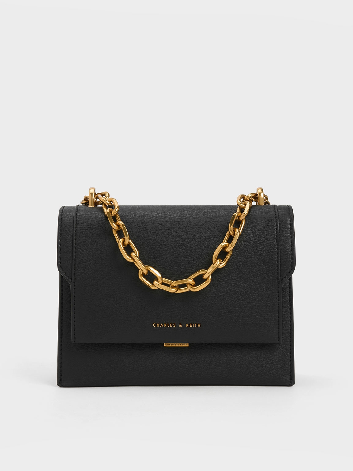 バッグ CHARLES & KEITH Black Brennan Chain Handle Crossbody Bag - Black - CHARLES & KEITH SA