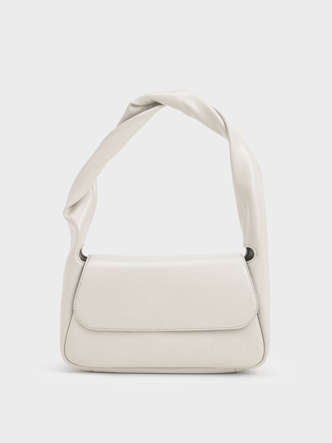 Light Grey Willow Twist Top Handle Shoulder Bag - CHARLES & KEITH SA