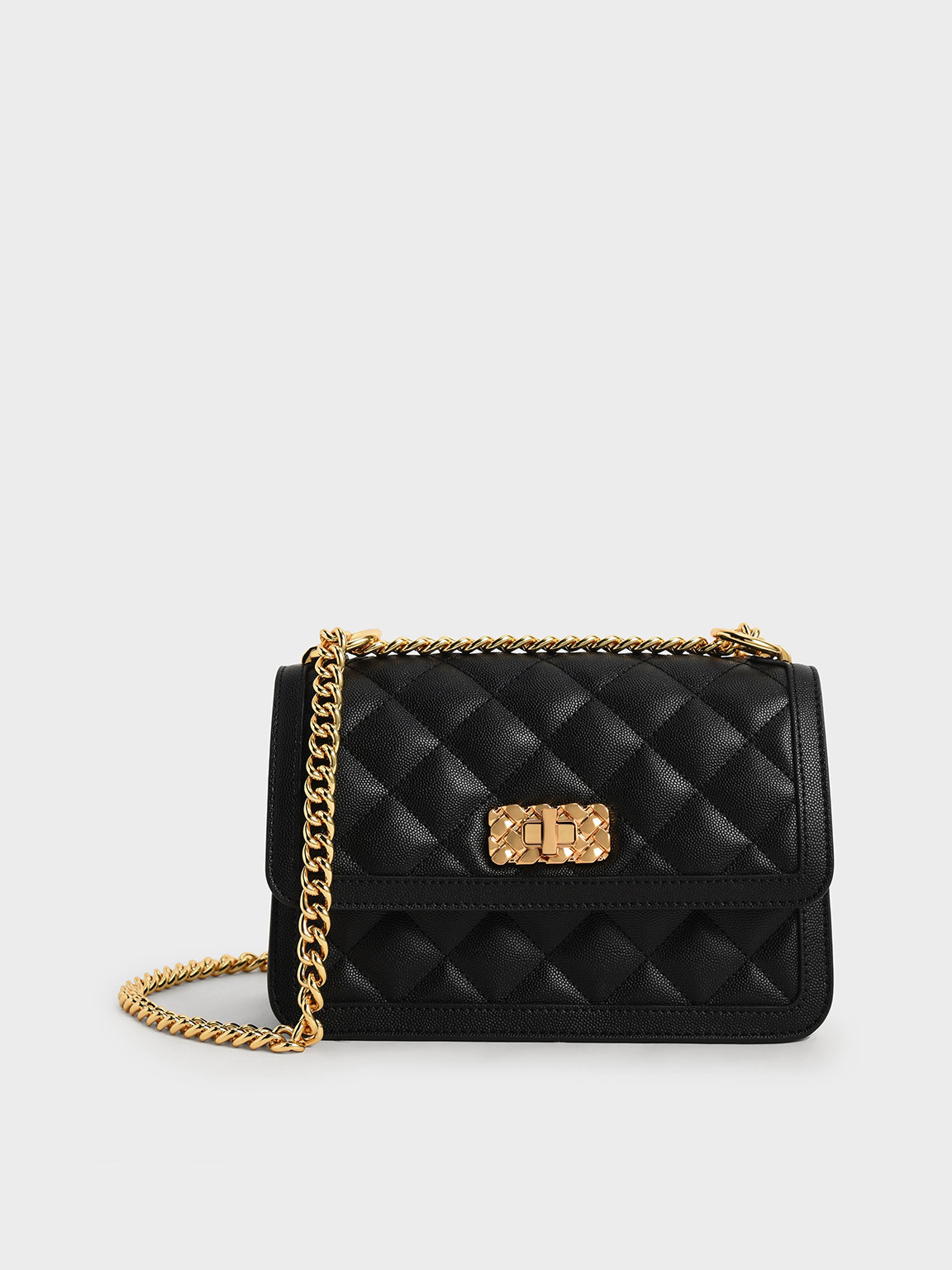 Black Micaela Quilted Chain Bag - CHARLES & KEITH SA